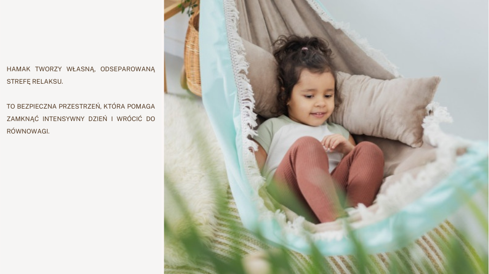 Hamak, bocianie gniazdo i pufy do wyciszenia
